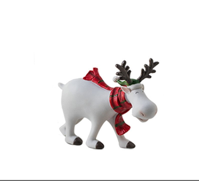 Christmas White Reindeer with Bow Bookcase Ornaments
