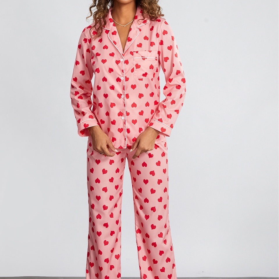Pink Love Heart Cute Loungewear Suit