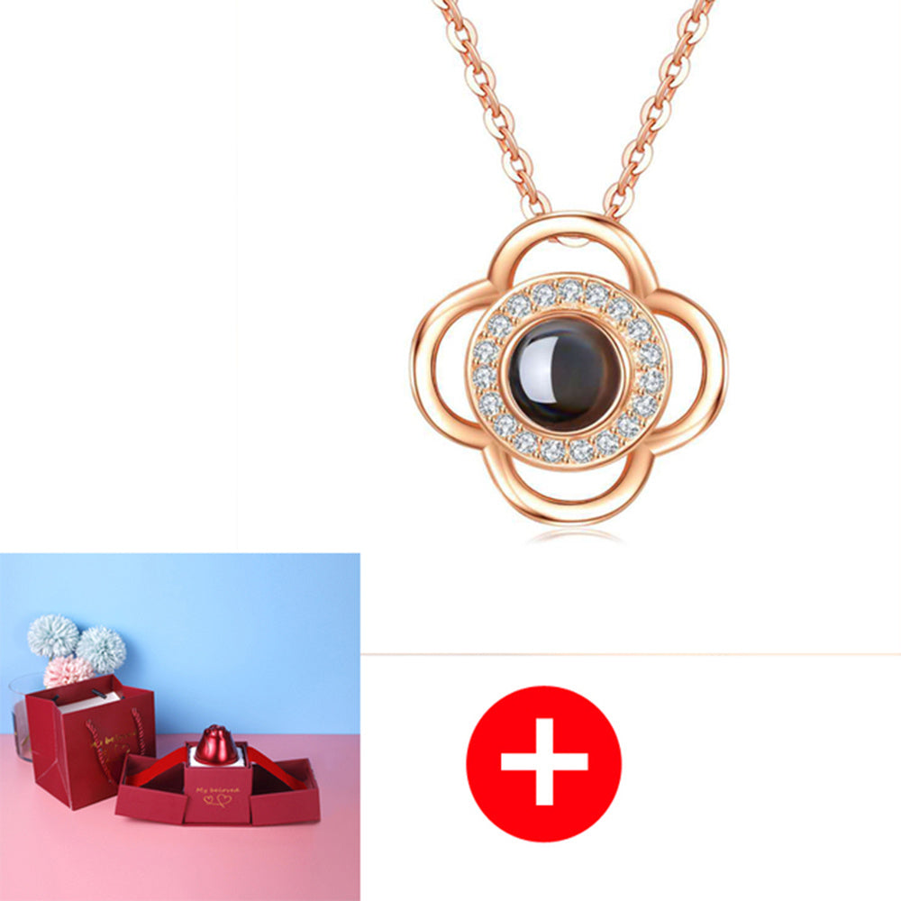 Valentine's Day Gifts Metal Rose Jewelry Gift Box & Necklace