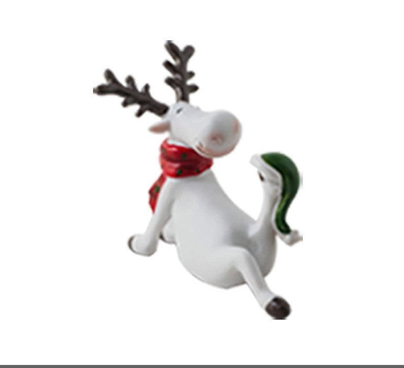 Christmas White Reindeer with Bow Bookcase Ornaments