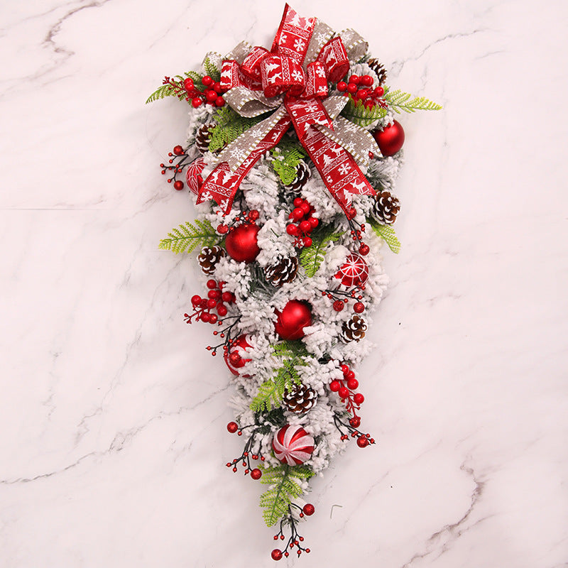 Upside Down Christmas Tree Rattan Door Hanging Garland