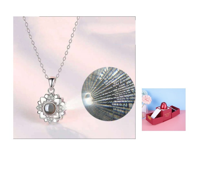 Valentine's Day Gifts Metal Rose Jewelry Gift Box & Necklace