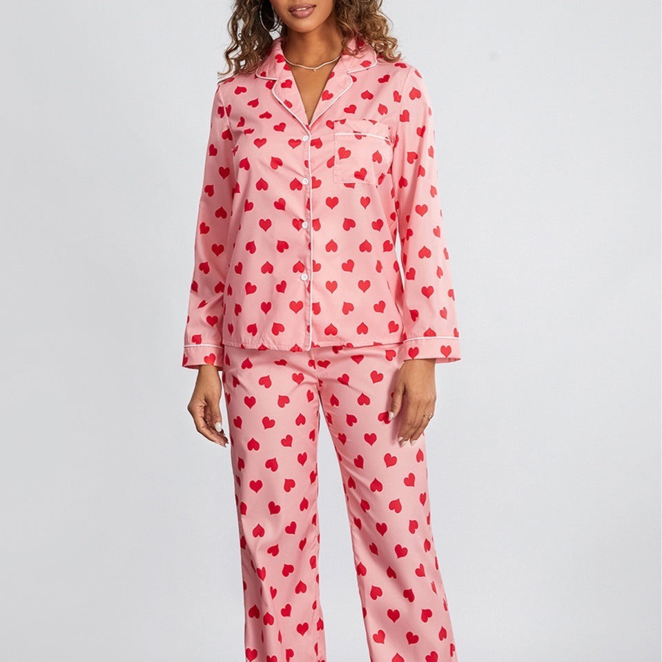 Pink Love Heart Cute Loungewear Suit