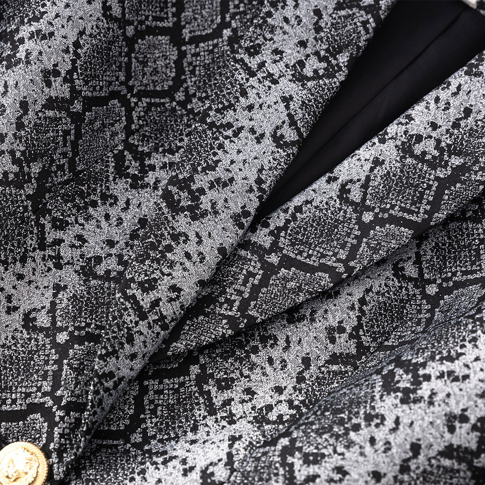 Jacquard Leather Pattern Two-button Suit Jacket