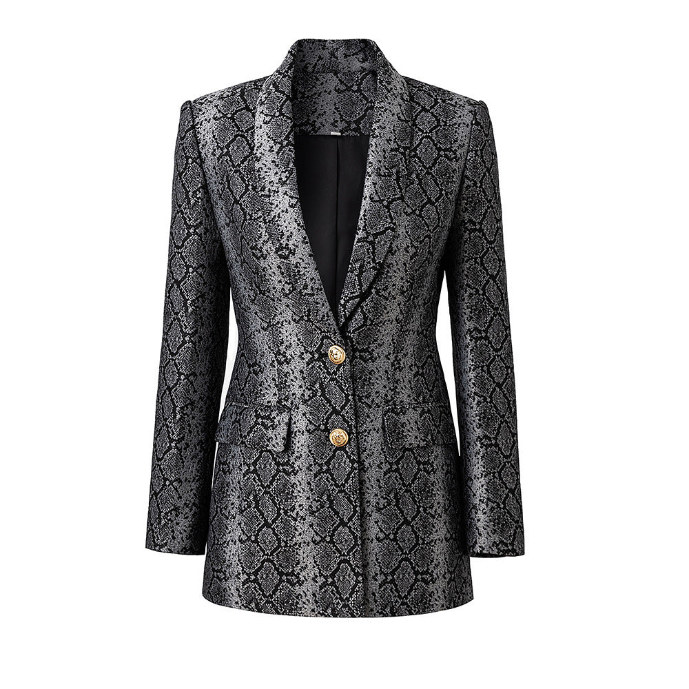 Jacquard Leather Pattern Two-button Suit Jacket