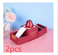 Valentine's Day Gifts Metal Rose Jewelry Gift Box & Necklace