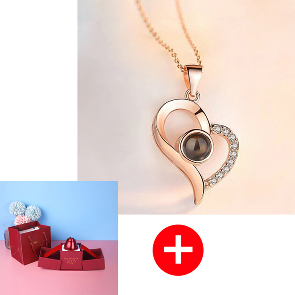Valentine's Day Gifts Metal Rose Jewelry Gift Box & Necklace