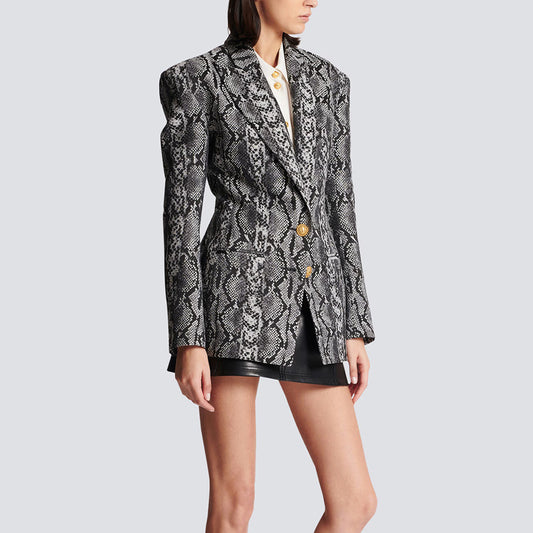Jacquard Leather Pattern Two-button Suit Jacket