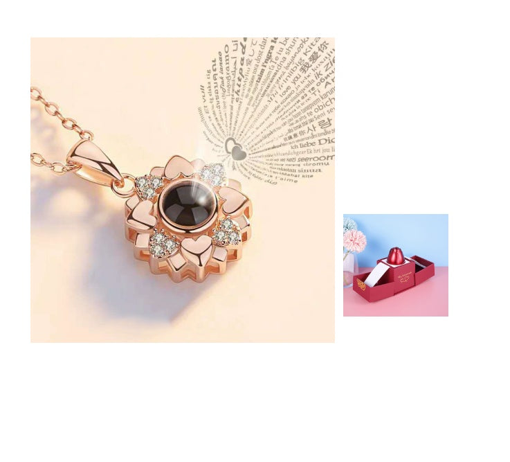 Valentine's Day Gifts Metal Rose Jewelry Gift Box & Necklace