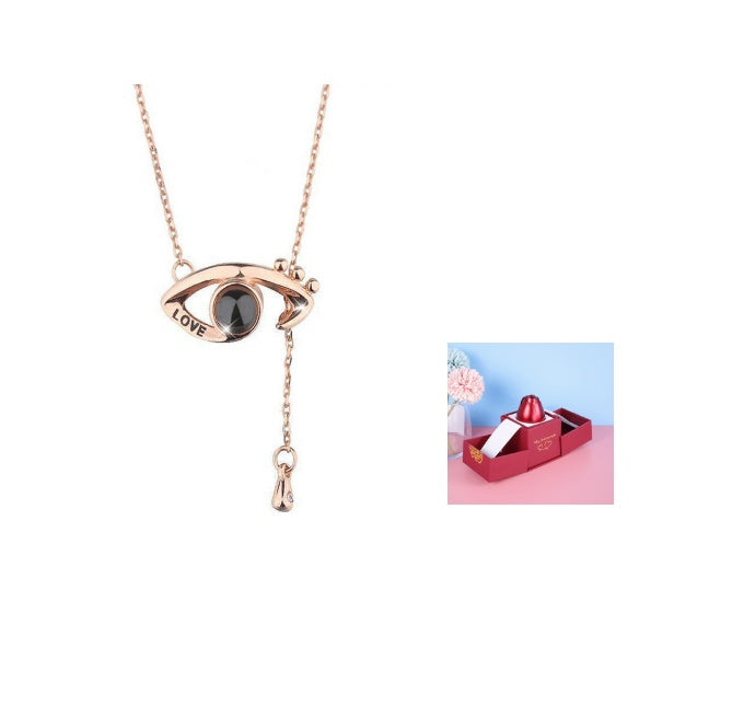 Valentine's Day Gifts Metal Rose Jewelry Gift Box & Necklace