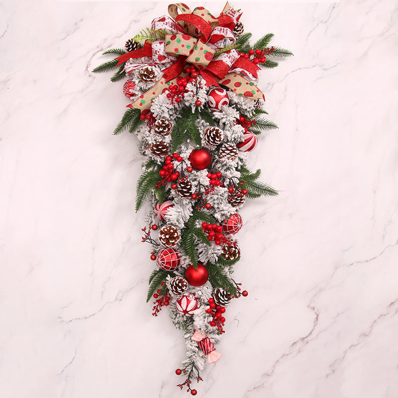 Upside Down Christmas Tree Rattan Door Hanging Garland