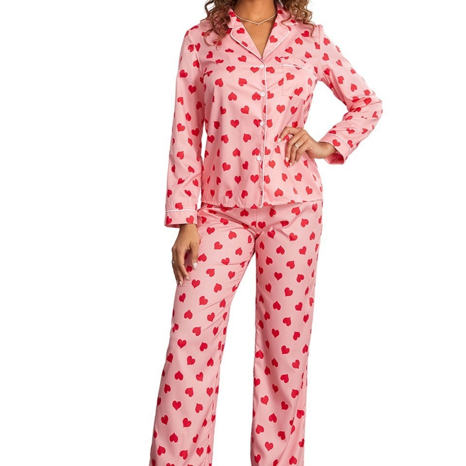 Pink Love Heart Cute Loungewear Suit