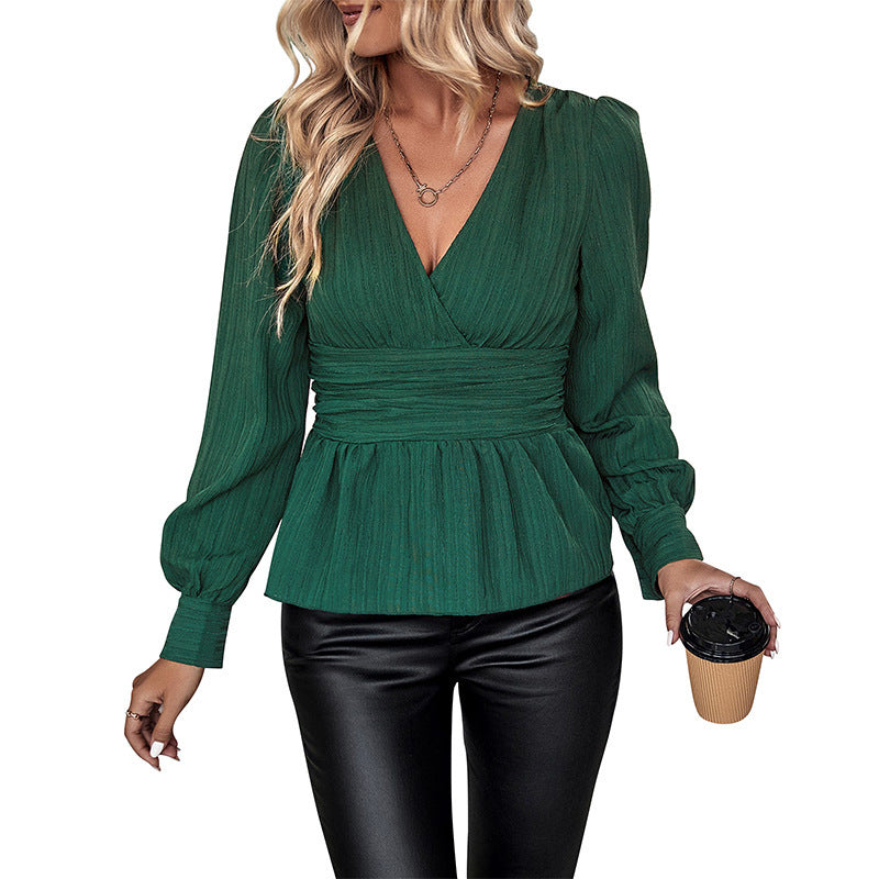 Ladies V-neck Slim Shirt