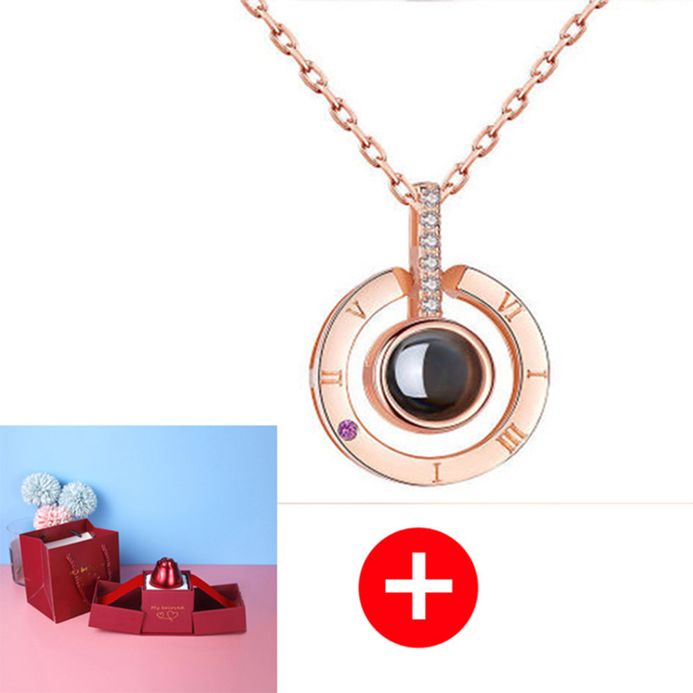 Valentine's Day Gifts Metal Rose Jewelry Gift Box & Necklace