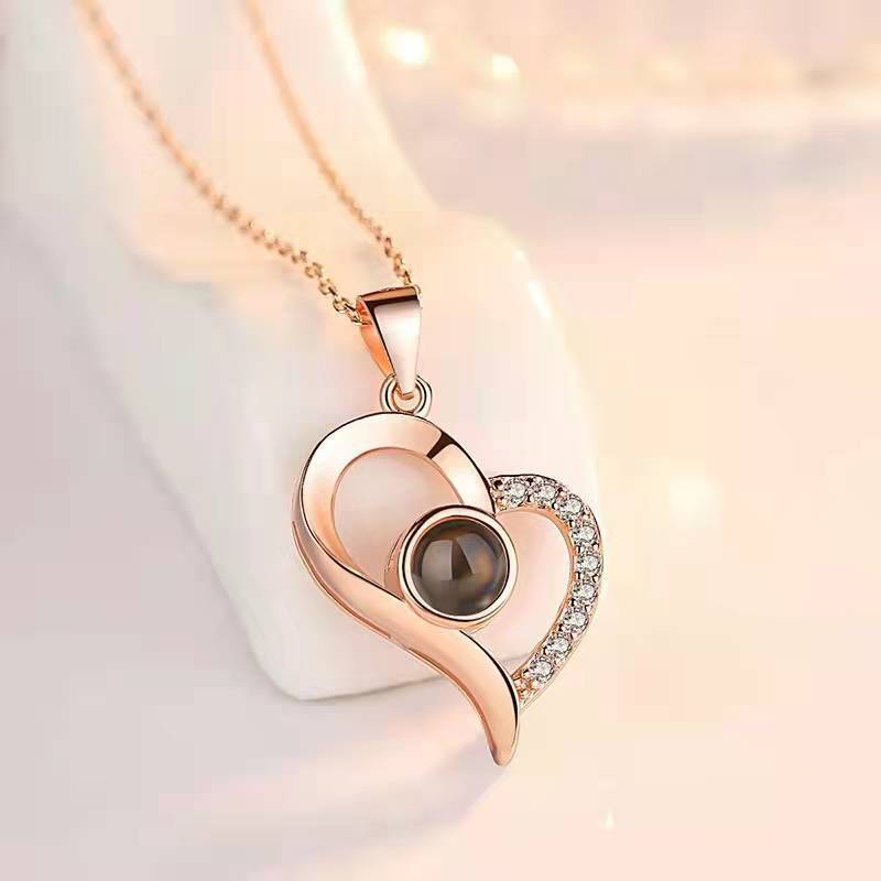 Valentine's Day Gifts Metal Rose Jewelry Gift Box & Necklace