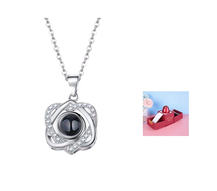 Valentine's Day Gifts Metal Rose Jewelry Gift Box & Necklace
