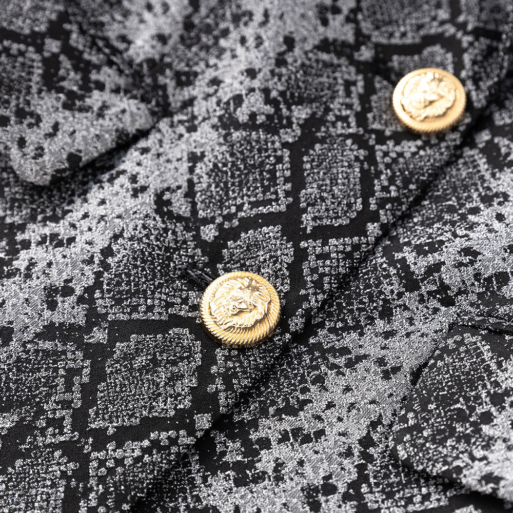 Jacquard Leather Pattern Two-button Suit Jacket