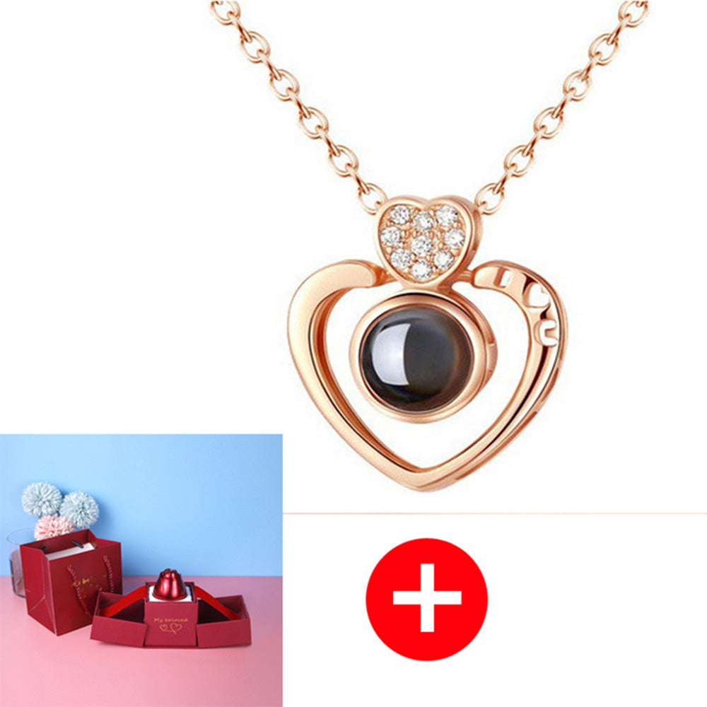 Valentine's Day Gifts Metal Rose Jewelry Gift Box & Necklace