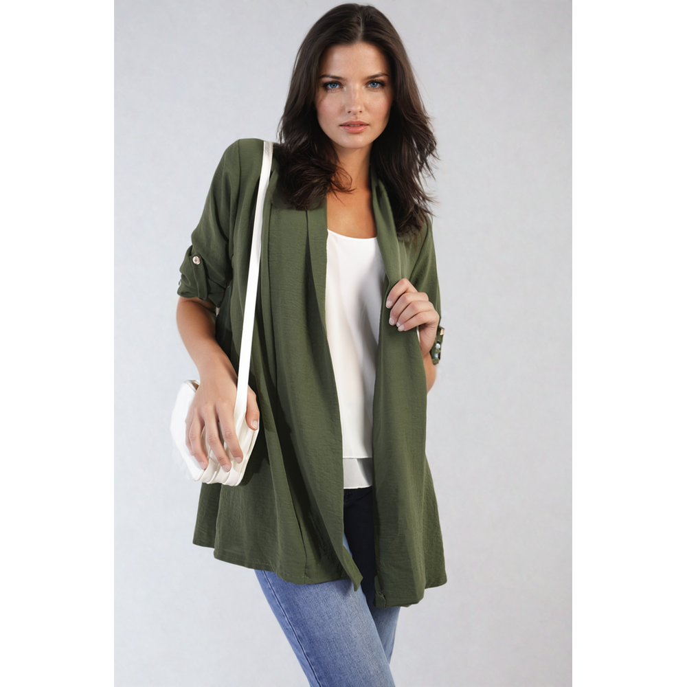 Cardigan ouvert à manches retroussables