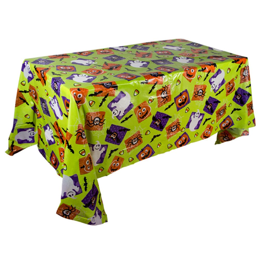 Nappe d'Halloween Citrouille Automne Crâne Imprimé Plastique Patchwork Couture Robe Rideau Fournitures De Vacances Décoration d'Halloween