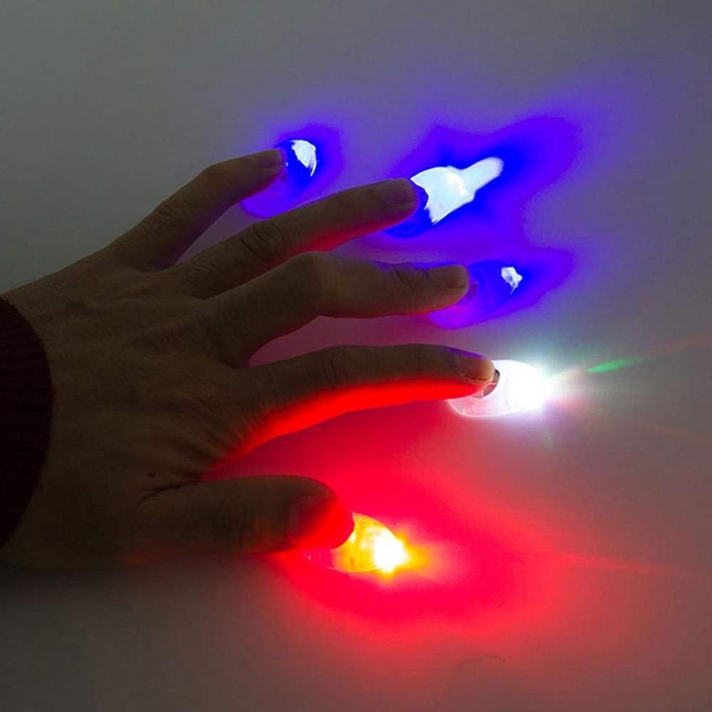 Lot de 2 jouets lumineux pour pouce et doigt, pour adulte, accessoire de tour de magie, clignotant à LED, pour fête d'Halloween, pour enfants