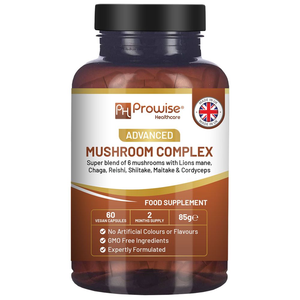 Complexe de champignons avancé | Un super mélange de 6 champignons 60 capsules végétaliennes | Fabriqué au Royaume-Uni