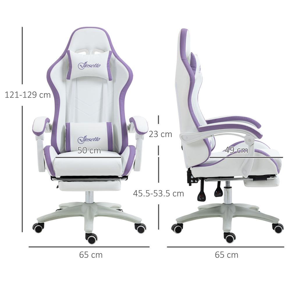 Chaise de jeu de style course Vinsetto avec repose-pieds inclinable, violet