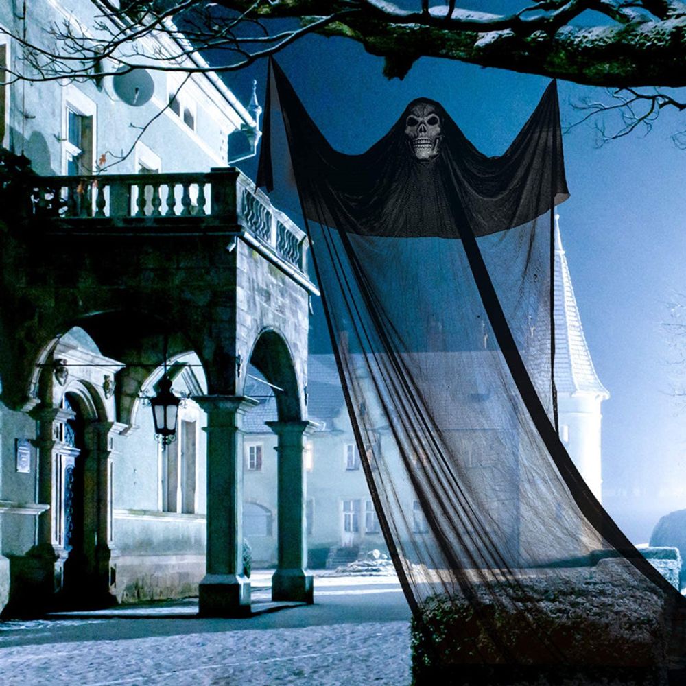 Décoration de maison hantée fantôme à suspendre pour Halloween avec son LED, ornement fantôme pour intérieur et extérieur, décoration de fête d'Halloween