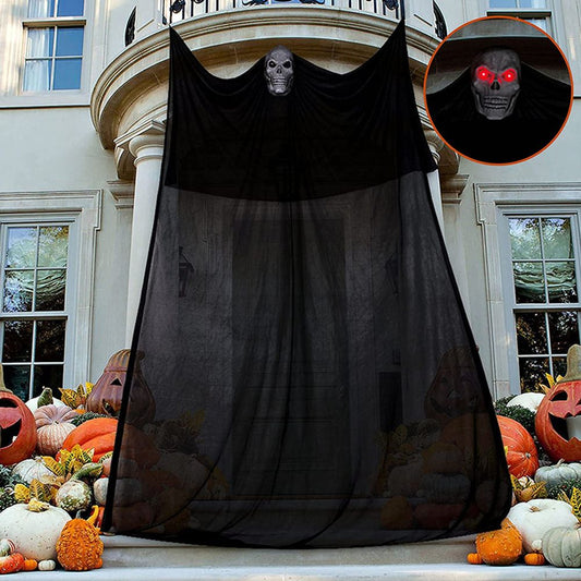 Décoration de maison hantée fantôme à suspendre pour Halloween avec son LED, ornement fantôme pour intérieur et extérieur, décoration de fête d'Halloween