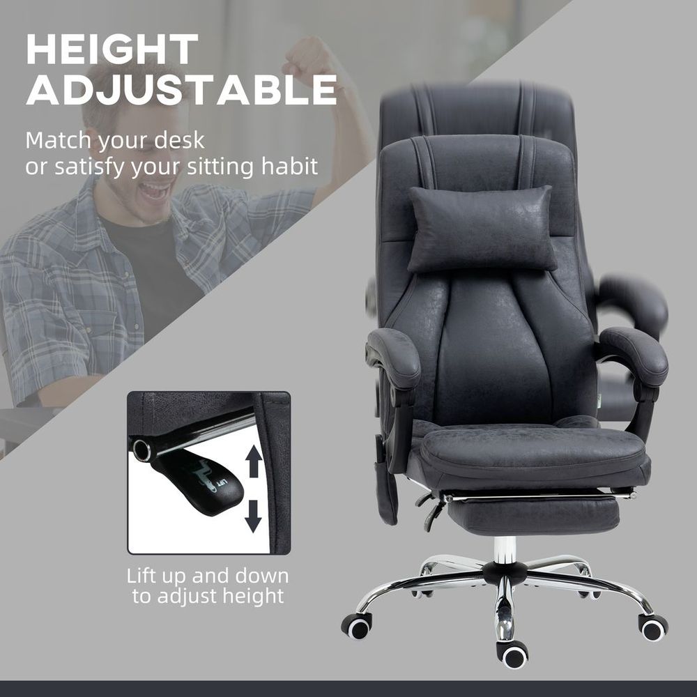 Chaise de bureau de massage à dossier haut Vinsetto avec appui-tête à points de vibration et télécommande