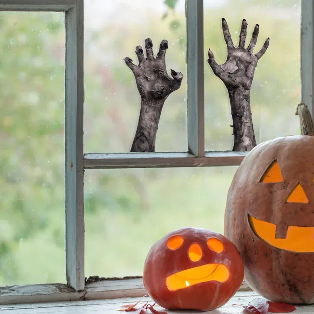 Fournitures de fête d'horreur Décoration de fenêtre d'Halloween Décoration murale de porte d'Halloween Autocollant Sorcière effrayante Décoration d'Halloween pour la maison