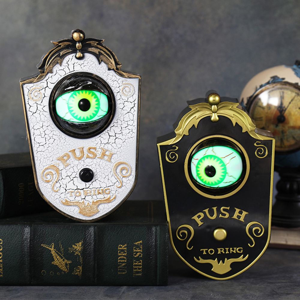 Décoration d'Halloween Sonnette à un œil Accessoires d'horreur Jour des fantômes Maison lumineuse Suspendue Sonnette de porte à globe oculaire lumineuse électrique