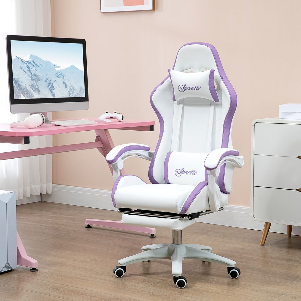 Chaise de jeu de style course Vinsetto avec repose-pieds inclinable, violet
