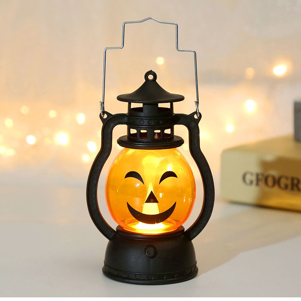 Halloween Pumpkin Lamp Ghost Lamp Horror Candle LED Lamp Retro Small Oil Lamp Horror Props  Halloween Decorations For Home