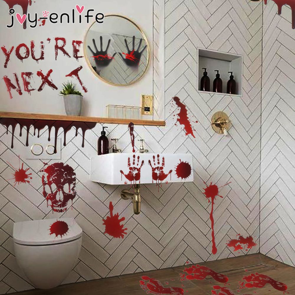 Autocollants d'Halloween pour mur, fenêtre, réfrigérateur, décoration d'Halloween, fournitures de fête, accessoires d'horreur et d'effroi pour Halloween