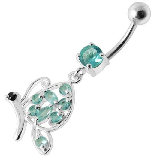 Piercing de nombril pendant en argent avec papillon fantaisie