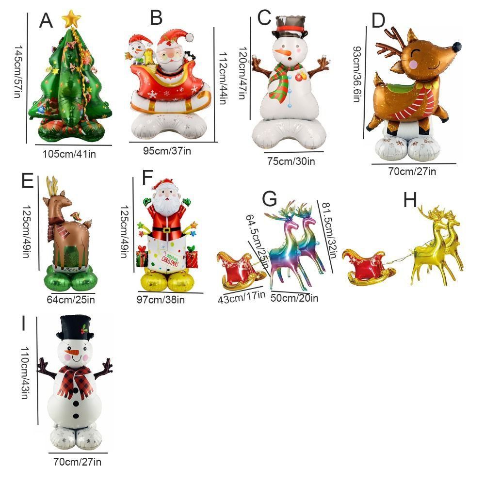 Large Christmas Tree Balloom 4d Christmas Standing Balloon Aluminum Foil Balloon Santa Claus Snowman Balloon Christmas Party