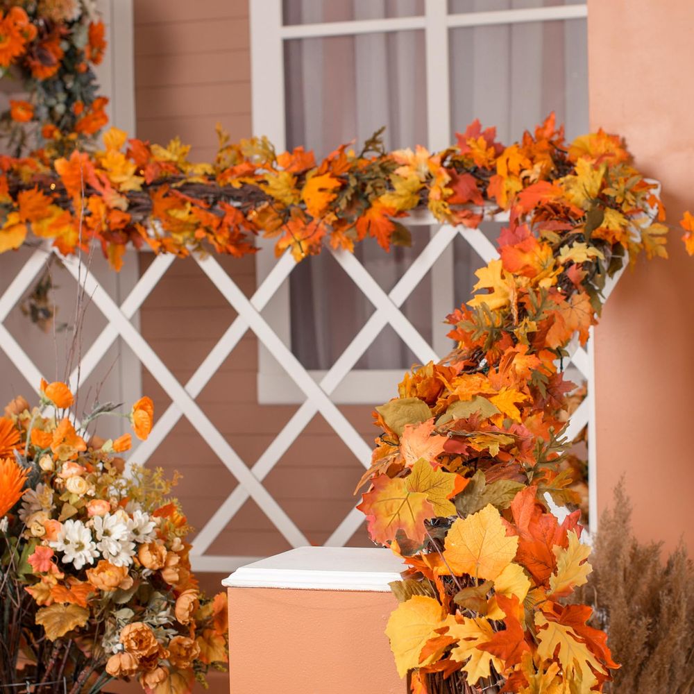 Artificial Fall Maple Leaf Garland Autumn Decor Leaves