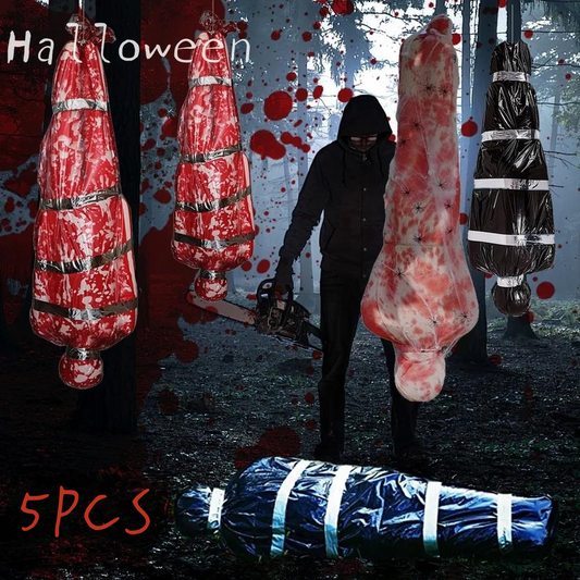 Accessoires de victimes mortes d'Halloween, faux cadavres sanglants d'horreur en plein air, décorations suspendues pour maison hantée, décorations d'horreur d'Halloween