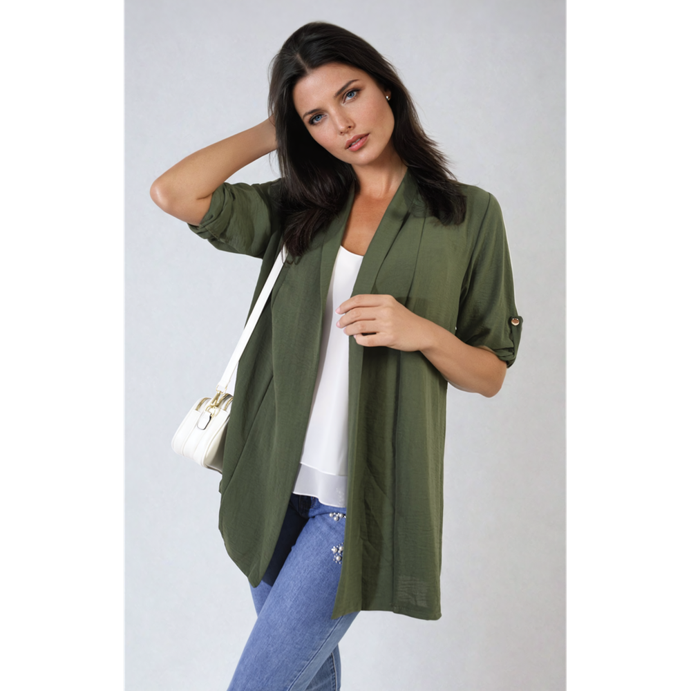 Cardigan ouvert à manches retroussables