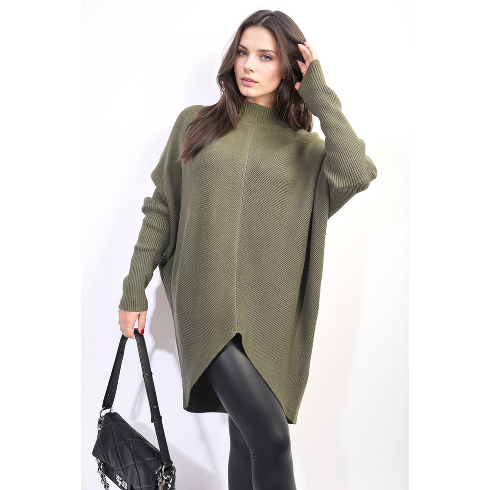 Pull long en maille à col roulé