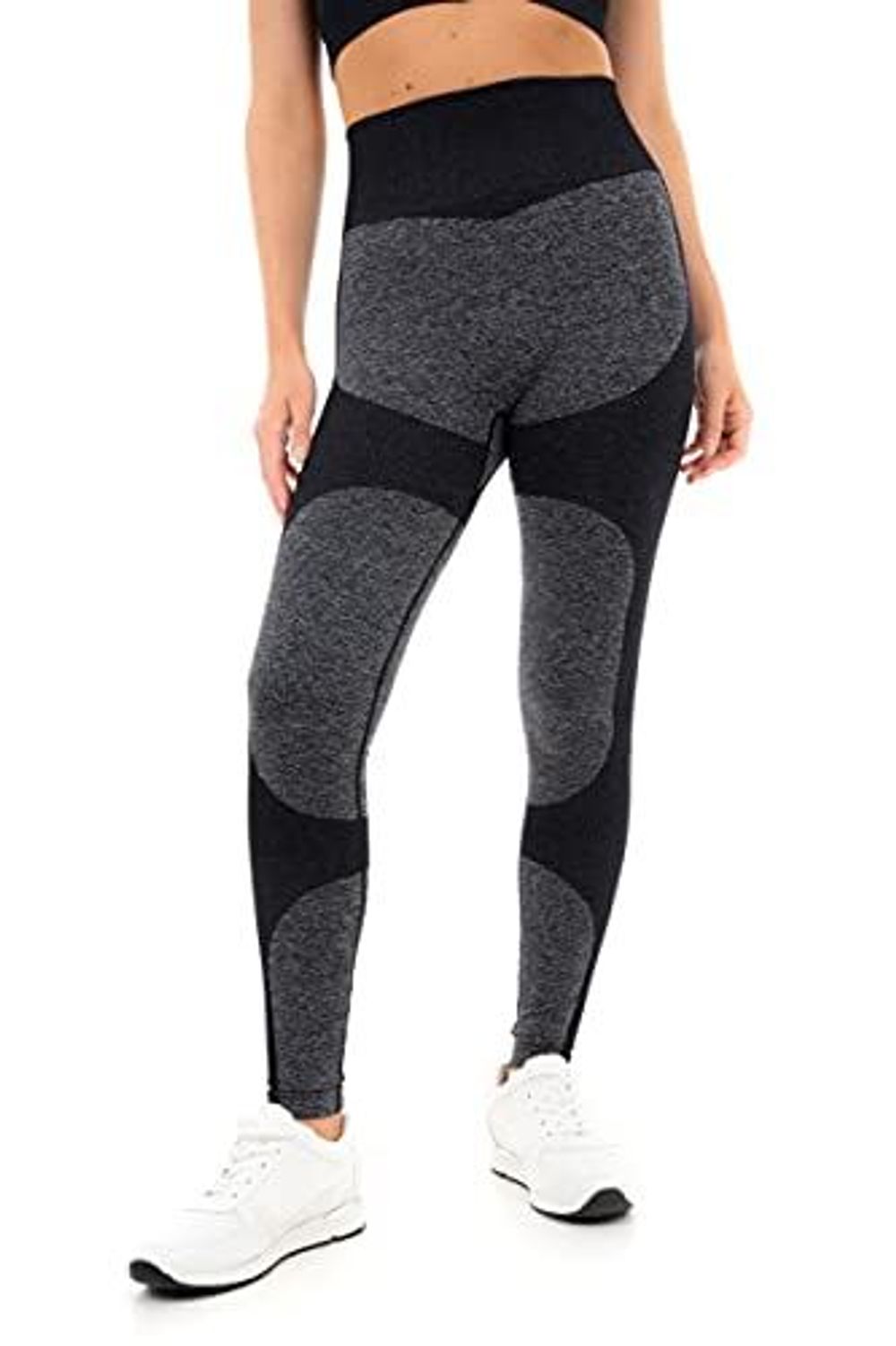 LEGGINGS SANS COUTURE CÔTELÉS MARL BLK L