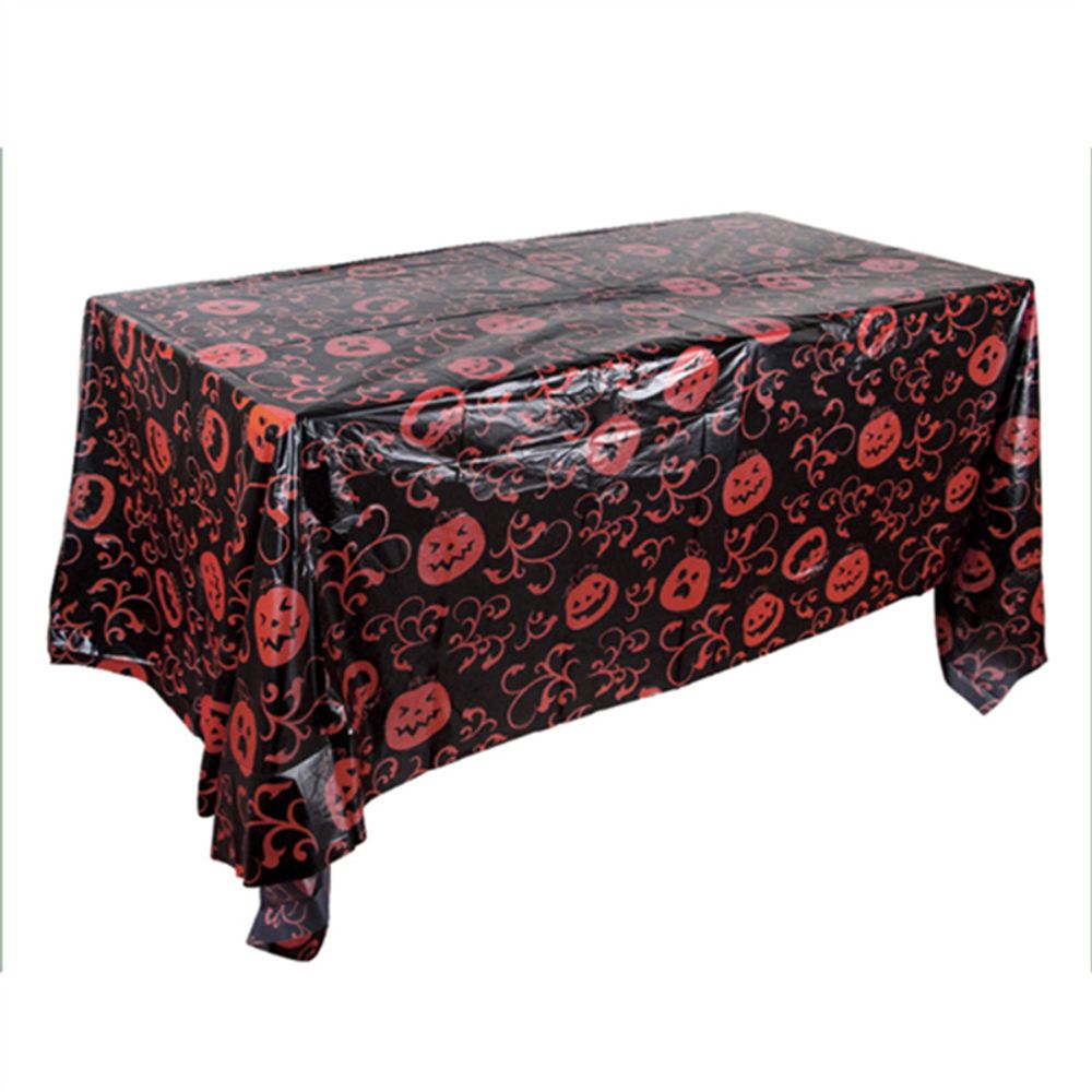 Nappe d'Halloween Citrouille Automne Crâne Imprimé Plastique Patchwork Couture Robe Rideau Fournitures De Vacances Décoration d'Halloween