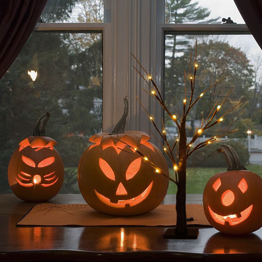 Décoration d'Halloween LED bouleau arbre lumière Halloween fête ornements suspendus décorations d'arbre pour la maison table enfants cadeau lampe de Noël