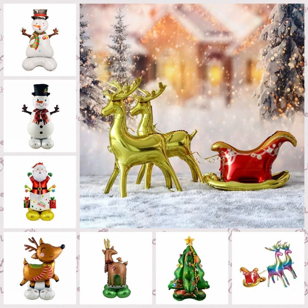 Large Christmas Tree Balloom 4d Christmas Standing Balloon Aluminum Foil Balloon Santa Claus Snowman Balloon Christmas Party