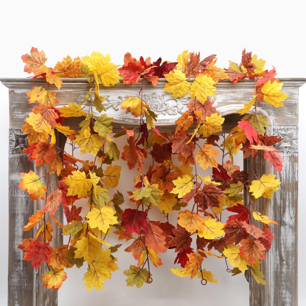 Artificial Fall Maple Leaf Garland Autumn Decor Leaves