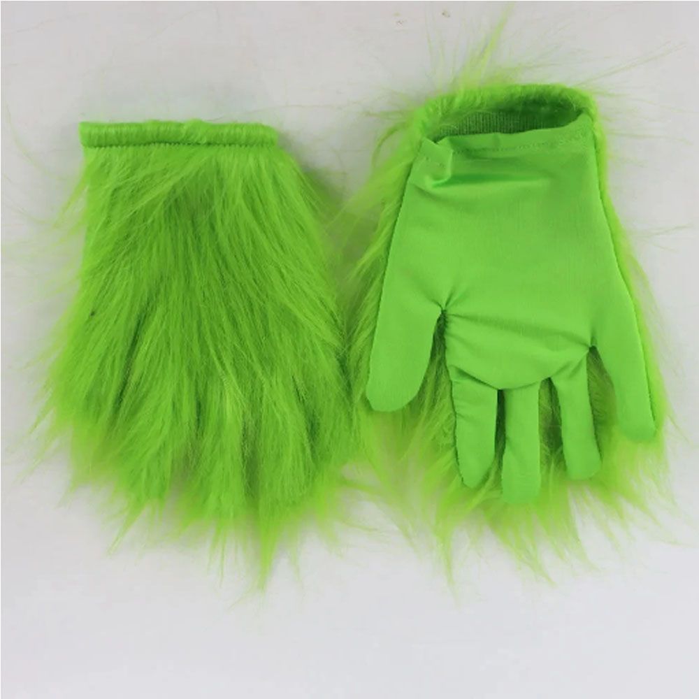Gants en fourrure verte Costume de monstre diable démon voleur accessoire adulte Noël père Noël effrayant Halloween Joker horreur pour enfant
