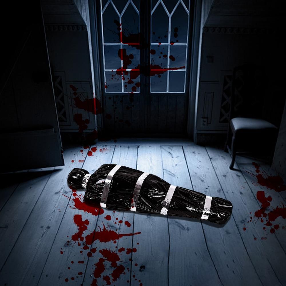 Accessoires de victimes mortes d'Halloween, faux cadavres sanglants d'horreur en plein air, décorations suspendues pour maison hantée, décorations d'horreur d'Halloween