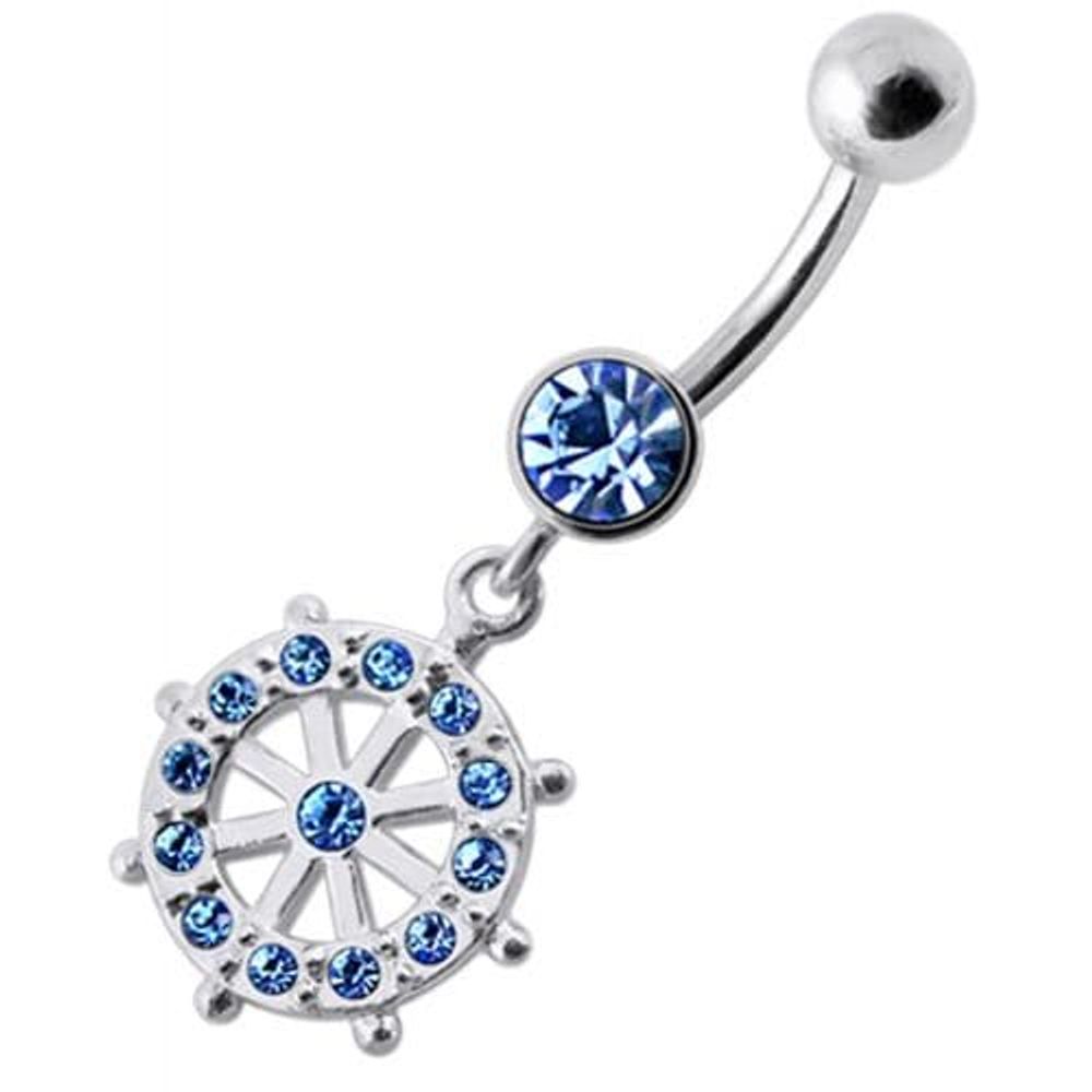 Fancy CZ Jeweled Circle of Life Dangling Navel Belly Ring