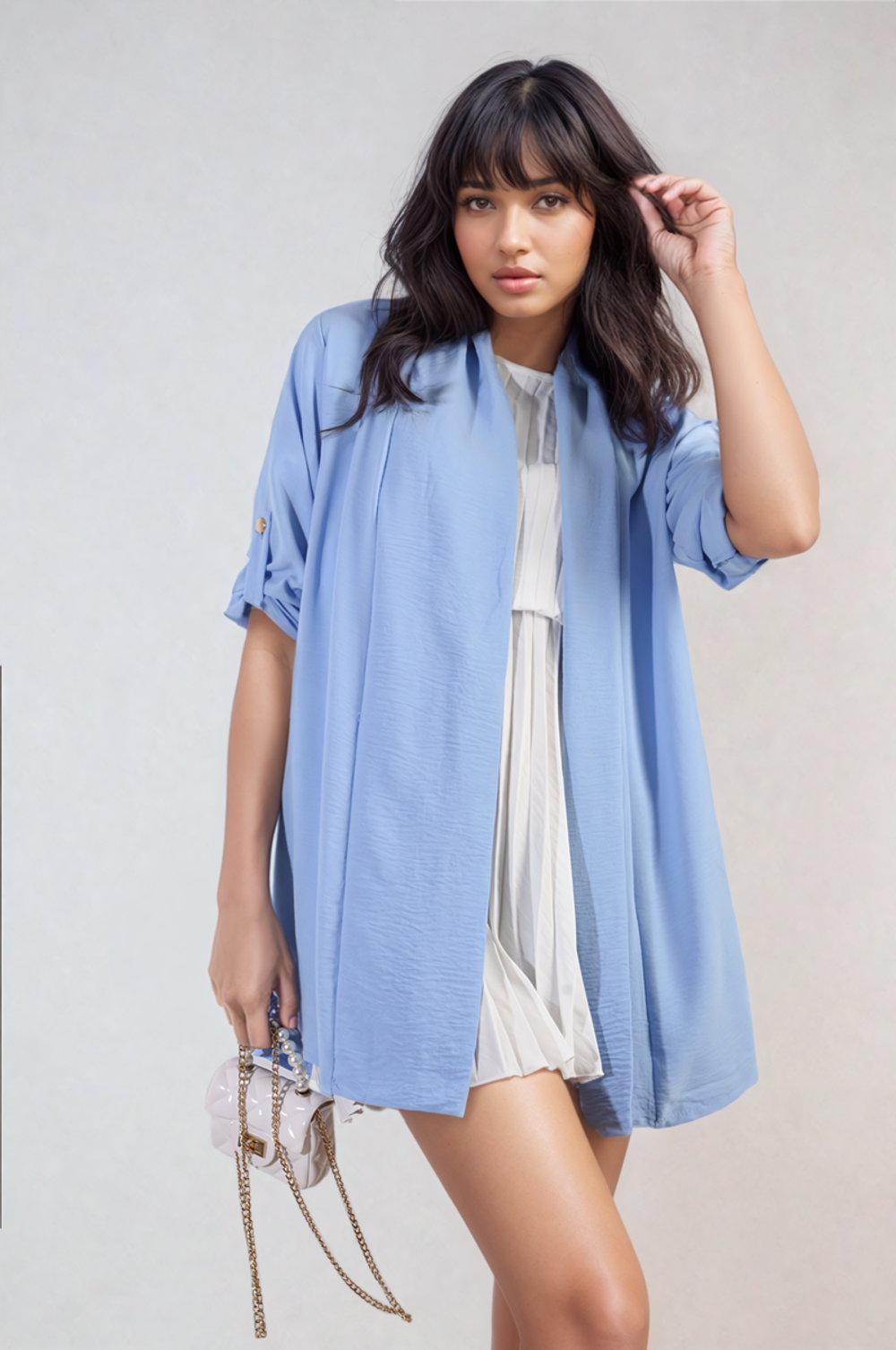Cardigan ouvert à manches retroussables